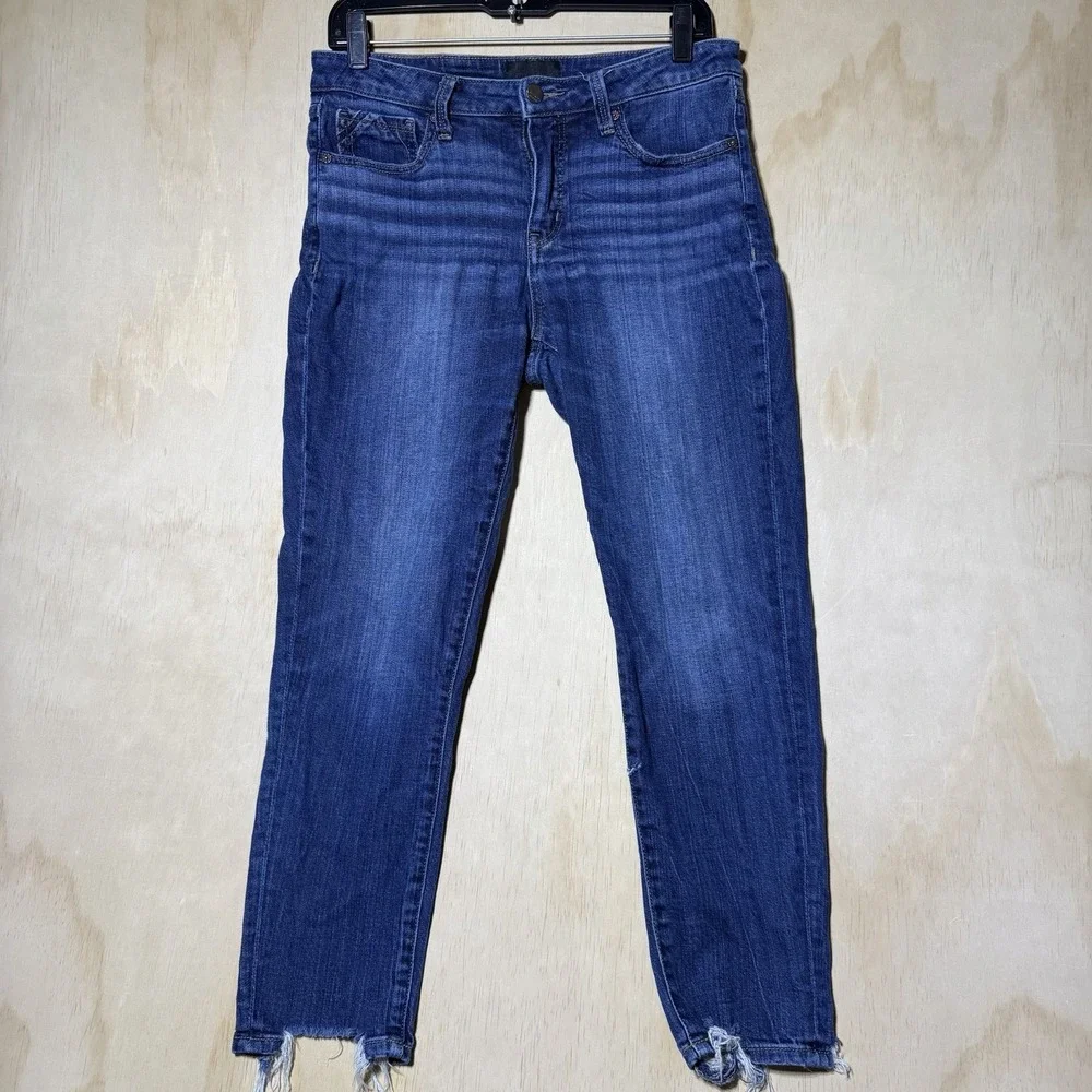 Buckle Black Fit No 53 Womens 29x27 Ankle Skinny Jeans Raw Hem Blue Stretch